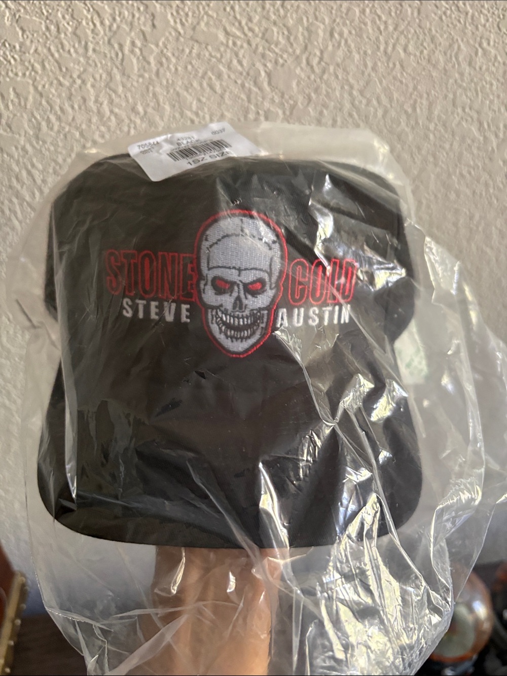 PacSun Black Cap with Red and White Skull Embroidery